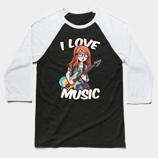 A girl playing her favourite guitar Baseball T-Shirt